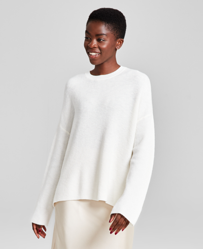 Shop And Now This Women's Ribbed Crewneck Sweater, Created For Macy's In Calla Lily