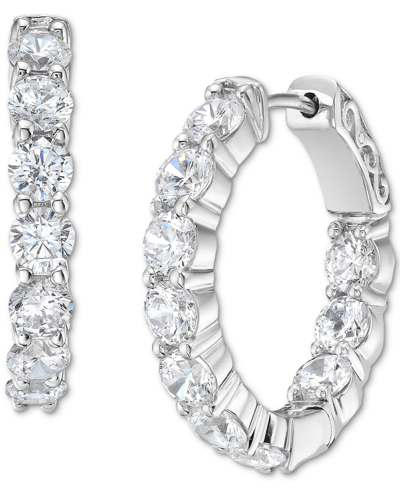 Shop Macy's Diamond In & Out Small Hoop Earrings (5 Ct. T.w.) In 14k White Gold