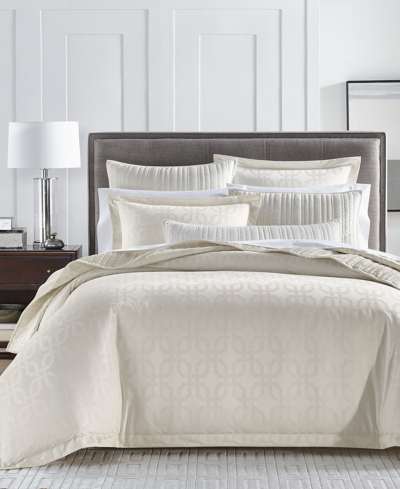 Shop Hotel Collection Fresco Jacquard 525-thread Count Egyptian Cotton 3-pc. Duvet Cover Set, King, Created For Macy's In Ivory