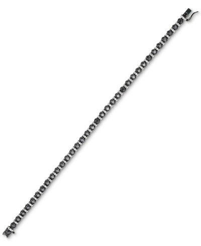 Macy's Diamond Black & White Diamond Tennis Bracelet (5 Ct. T.w.) In Sterling Silver & Black Rhodium-plate In Sterling Silver