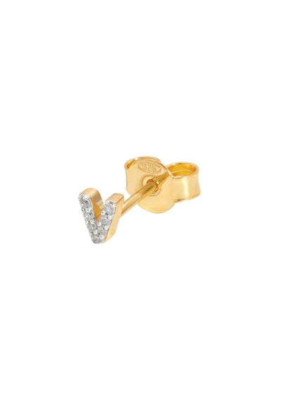 Shop Missoma V Initial 18kt Gold-plated Single Stud Earring