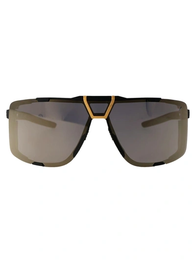 Shop 100% Sunglasses In Soft Tact Black - Soft Gold Mirror Lens