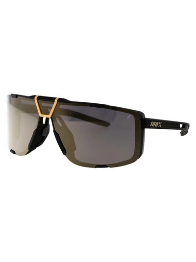 Shop 100% Sunglasses In Soft Tact Black - Soft Gold Mirror Lens