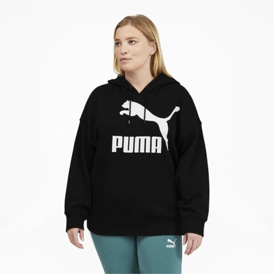 Shop Puma Classics Women's Logo Hoodie Pl In Black