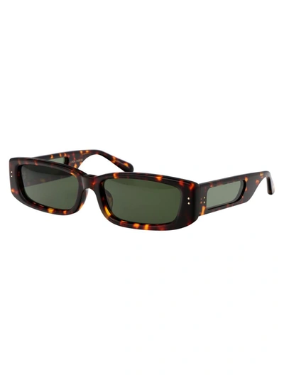 Linda Farrow Talita Sunglasses In 02 Dark T-shell Light Gold Green