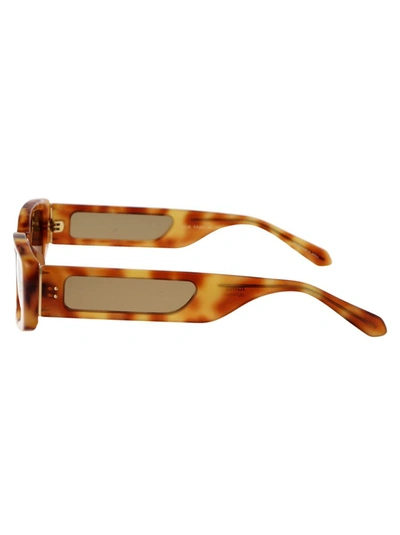 Linda Farrow Rectangular Sunglasses In 04 Saffron T-shell Light Gold Green
