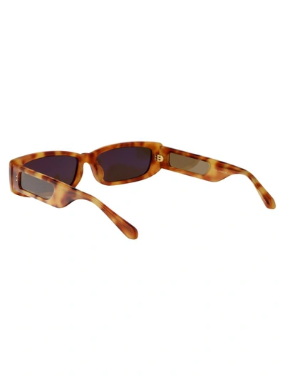 Linda Farrow Rectangular Sunglasses In 04 Saffron T-shell Light Gold Green