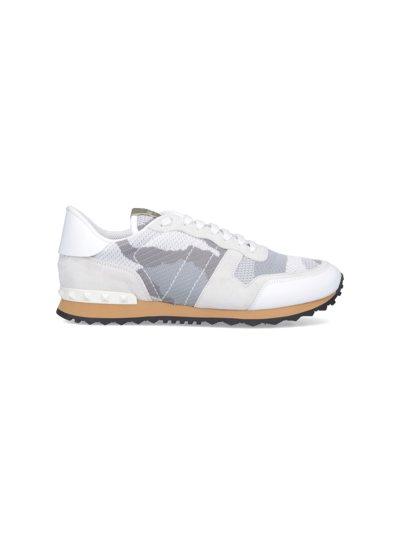 Shop Valentino "rockrunner Camouflage" Sneakers In White