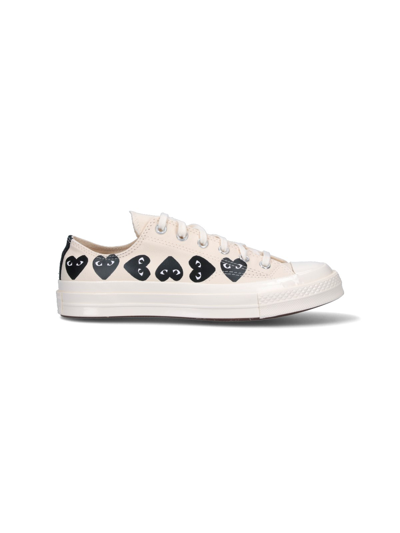 Shop Comme Des Garçons Play Low "converse Multi Heart Chuck 70" Sneakers In Cream