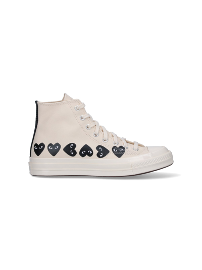 Shop Comme Des Garçons Play "converse Multi Heart Chuck 70" Sneakers In Cream