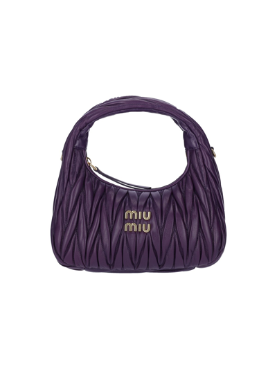 Shop Miu Miu "hobo Miu Wander" Bag In Purple