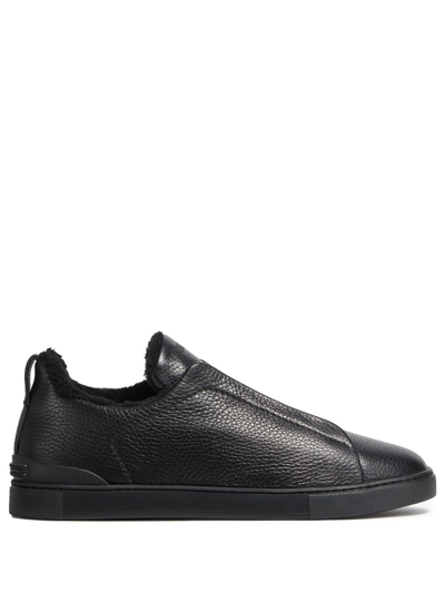 Shop Zegna Lace-up Sneakers In ブラック