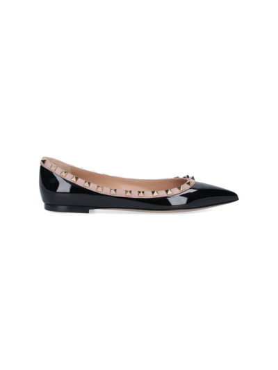 Shop Valentino "rockstud" Ballet Flats In Black  