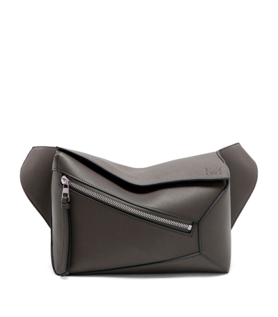 Shop Loewe Small Leather Puzzle Belt Bag In Grey