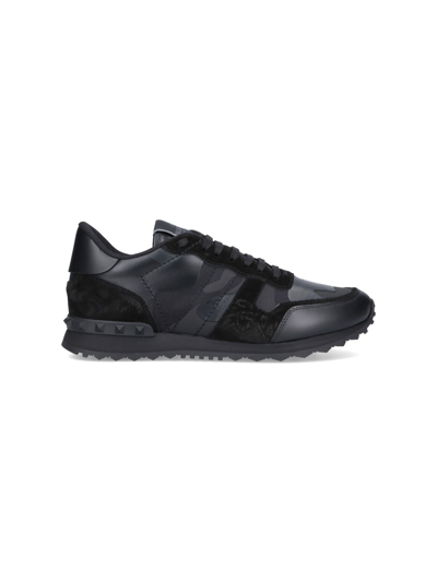 Shop Valentino "rockrunner Camouflage" Sneakers In Black  