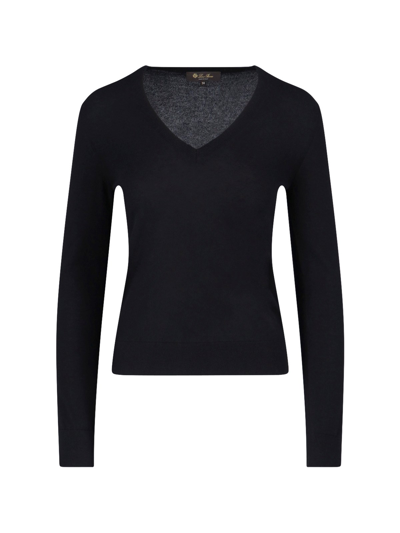 Shop Loro Piana 'neo Piuma' V-neck Sweater In Black  