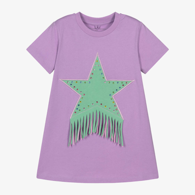 Shop Stella Mccartney Kids Girls Purple Cotton T-shirt Dress