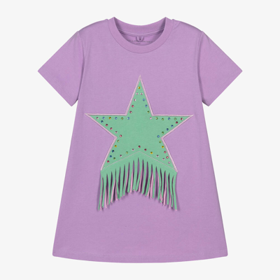 Stella Mccartney Kids Teen Girls Purple Cotton Star Dress In Purple