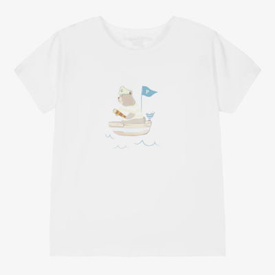 Shop Patachou Boys White Sailing Teddy Bear T-shirt