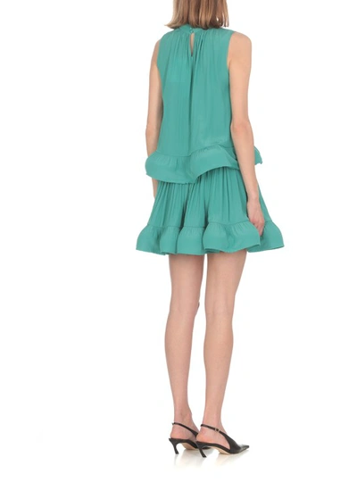 Shop Lanvin Green Charmeuse Top In Blue