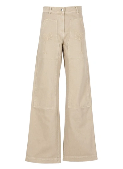 Shop Palm Angels Bull Cargo Trousers In Neutrals