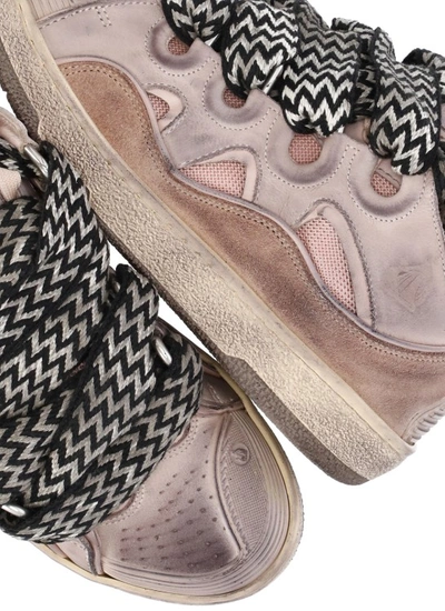 Shop Lanvin Pink Curb Sneakers In Brown