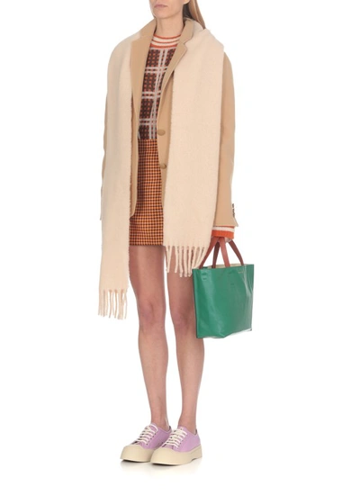 Shop Marni Checked Skirt In Brown