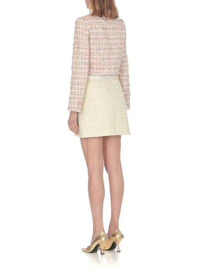 Shop Self-portrait Boucle Mini Skirt In Neutrals
