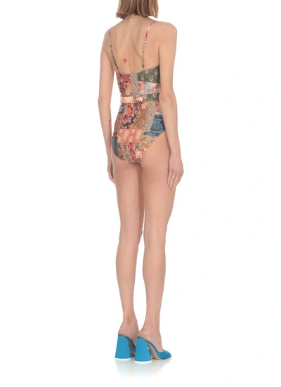 Shop Zimmermann Devi Plunge V Wire One-piece Swimsuit In Multicolor