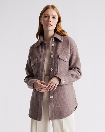 Quince Women s 100 Merino Wool Shirt Jacket In Taupe ModeSens