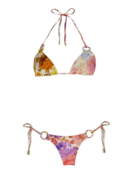 Shop Zimmermann Raie Ring Tie Bikini In Multicolor