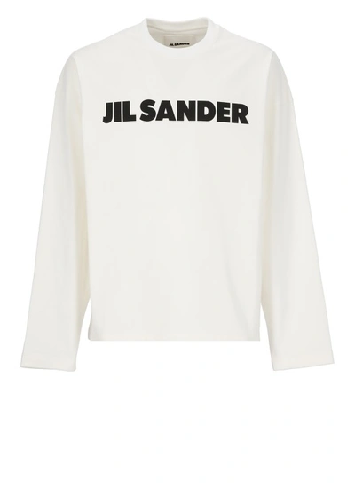 Shop Jil Sander Cotton T-shirt With Logo In White
