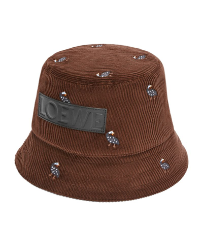 Shop Loewe X Suna Fujita Guineafowl Bucket Hat In Brown