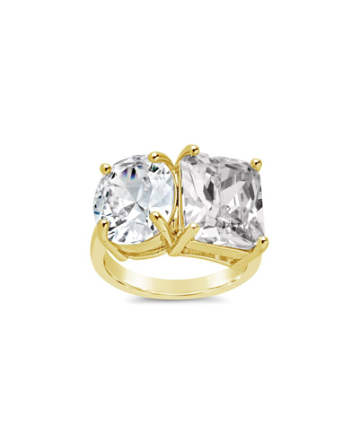 Shop Sterling Forever 14k Plated Cz Marla Toi Et Moi Ring