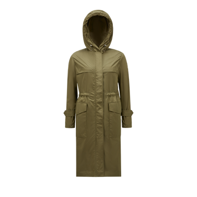 Shop Moncler Collection Hiengu Rain Coat, Green, Size: 5 In Vert