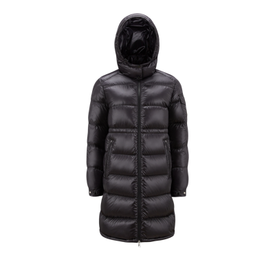Moncler Cavettaz Hooded Long Down Jacket, Women, Black, Size: 3 In Noir