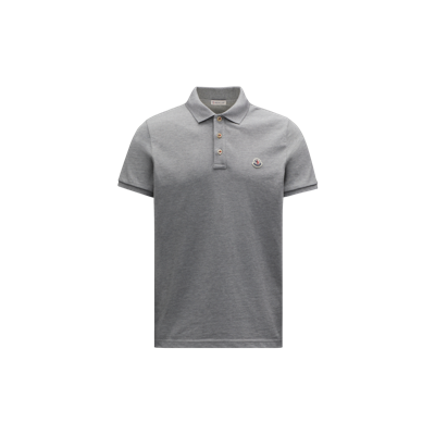 Moncler Logo Patch Polo Shirt Grey In Grey