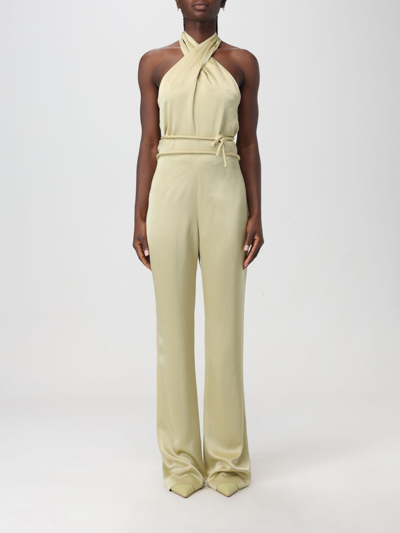 Nanushka Draped Satin Jumpsuit In Lime