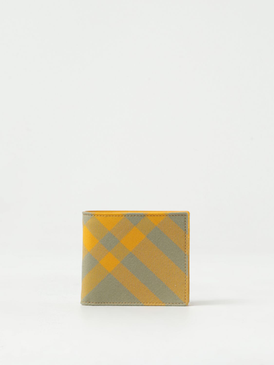 Shop Burberry Reg Wallet In Fabric With Jacquard Check In Yellow