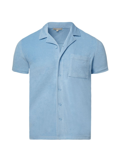 Shop Onia Men's Terry Cloth Camp Shirt In Air Blue