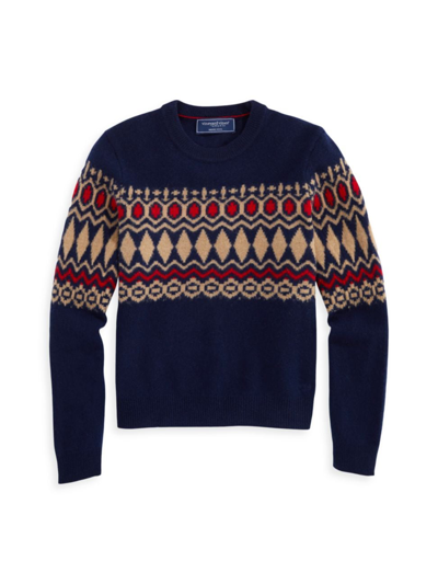 Shop Vineyard Vines Little Boy's & Boy's Heritage Wool Fair Isle-style Sweater In Nautical Navy
