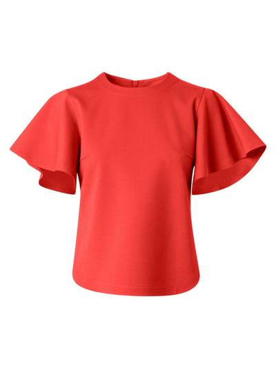 Shop Akris Punto Women's Jersey Wing-sleeve Blouse In Coral