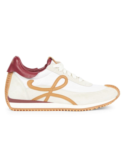 Shop Loewe Women's Flow Runner Mix Leather Sneakers In Raspberry