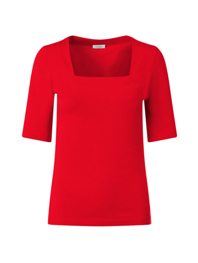 Shop Akris Punto Women's Square-neck Short-sleeve Blouse In Red