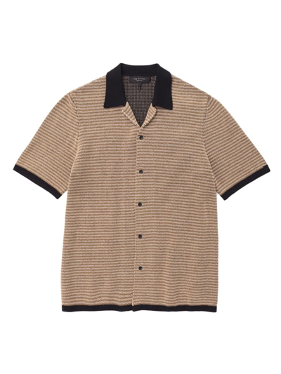 Shop Rag & Bone Men's Felix Striped Button-front Shirt In Brown Multi