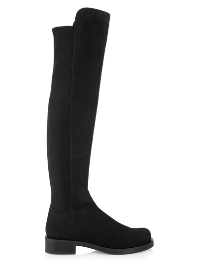 Shop Stuart Weitzman Women's 5050 Bold 40mm Suede & Garbadine Boots In Black