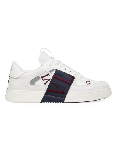 Shop Valentino Men's Vl7n Low-top Calfskin Sneakers With Bands In White Red