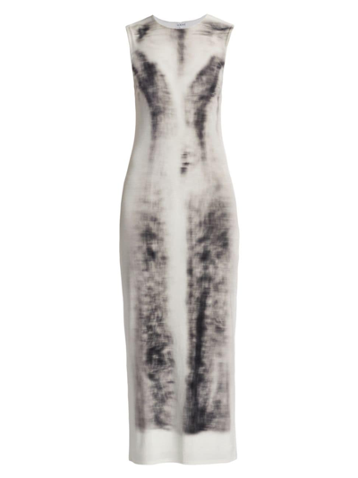 Shop Loewe Women's Blurred Silk Velvet Tube Dress In Grey Multi