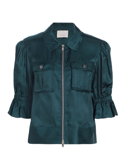 Shop Cinq À Sept Women's Holly Puff-sleeve Utility Jacket In Peacock Blue