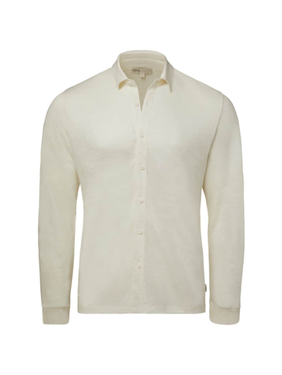 Shop Onia Men's Dylan Linen Long-sleeve Shirt In White